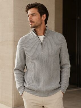 DKNY Jeans Gray Ribbed Quarter Zip Sweater Men’s XXL